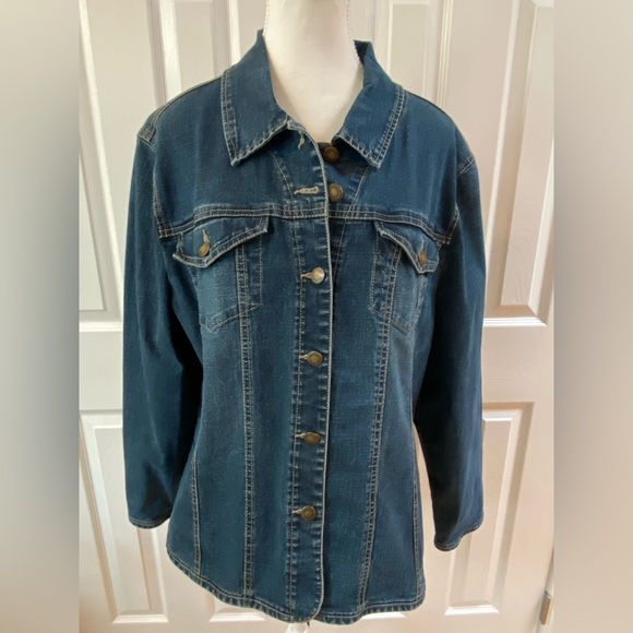 Live a Little Classic Blue Washed Denim Jacket Size 1X - Picture 1 of 9